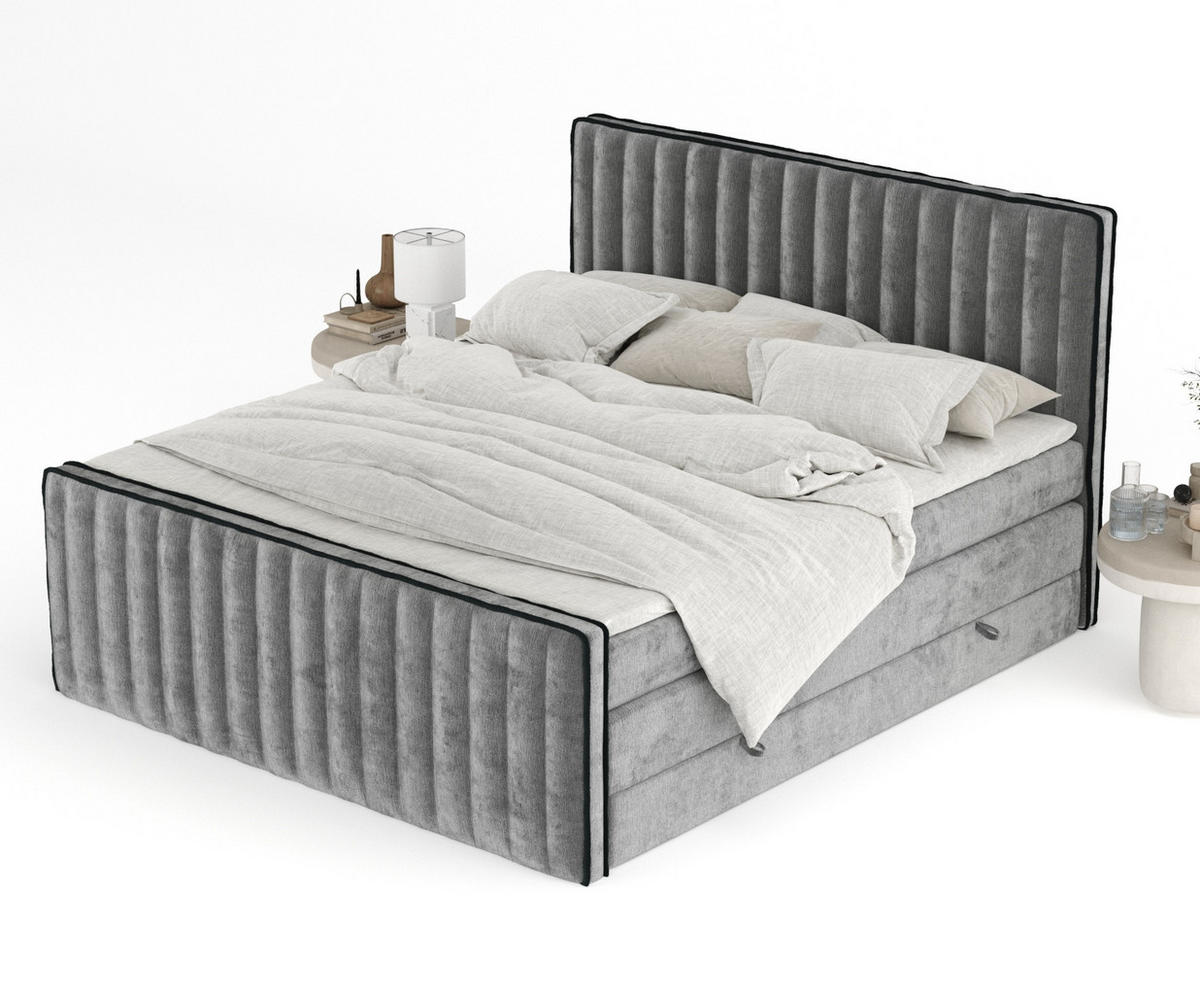 BOXSPRINGBETT Nocturne Grau 180/200 cm - Schwarz/Grau, Holz/Holzwerkstoff (180/200cm) - Maison de Reve