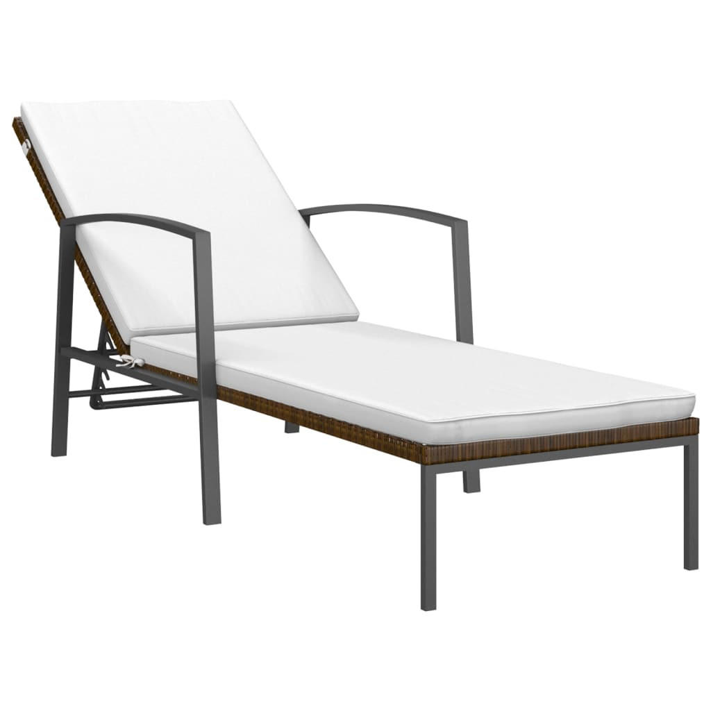 SONNENLIEGE mit Auflage Poly Rattan Braun - Braun, Kunststoff (60/95/195cm) - furnicato