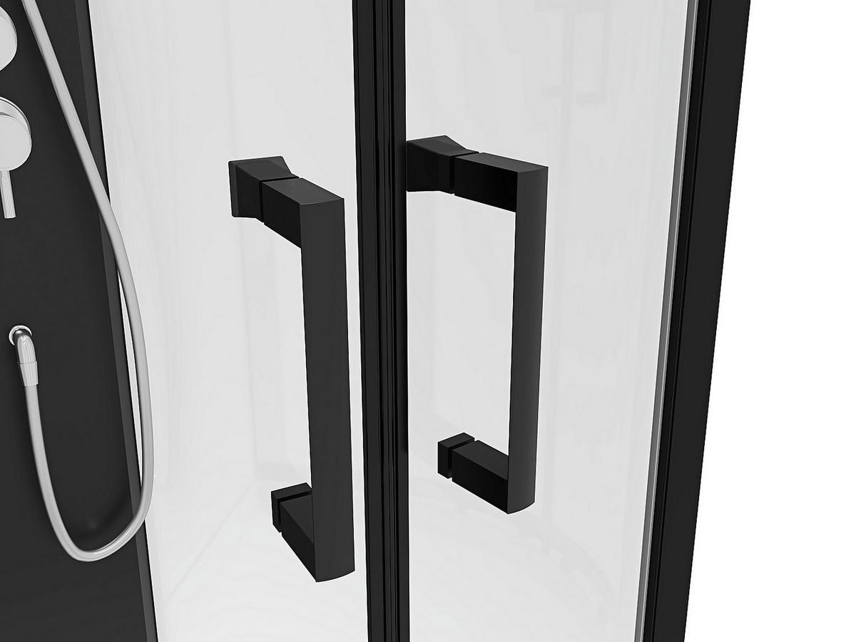 DUSCHKABINE - 90cm x 90cm - Sicherheitsglas - schwarz, weiß - ROVATA - Schwarz, Glas (90/90/200cm) - Vente-Unique