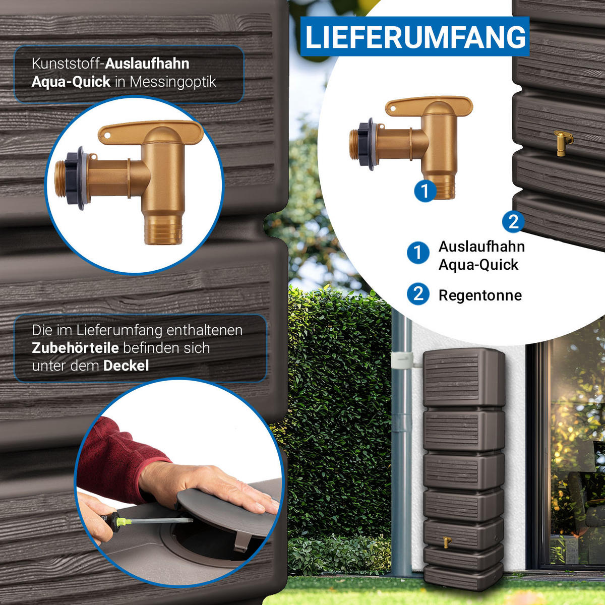 WANDTANK 350 L, dark - Braun, Kunststoff (60/184/39cm) - 4rain