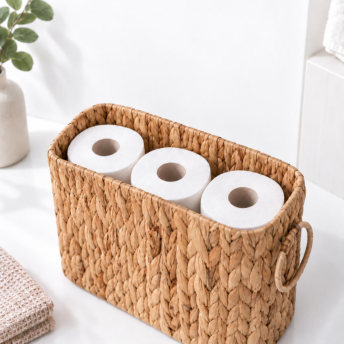 ZÁSOBNÍK Přírodní na toaletní papír vodní hyacint 6 rolí - světle hnědá, textil (16.5/40/25cm) - Relaxdays