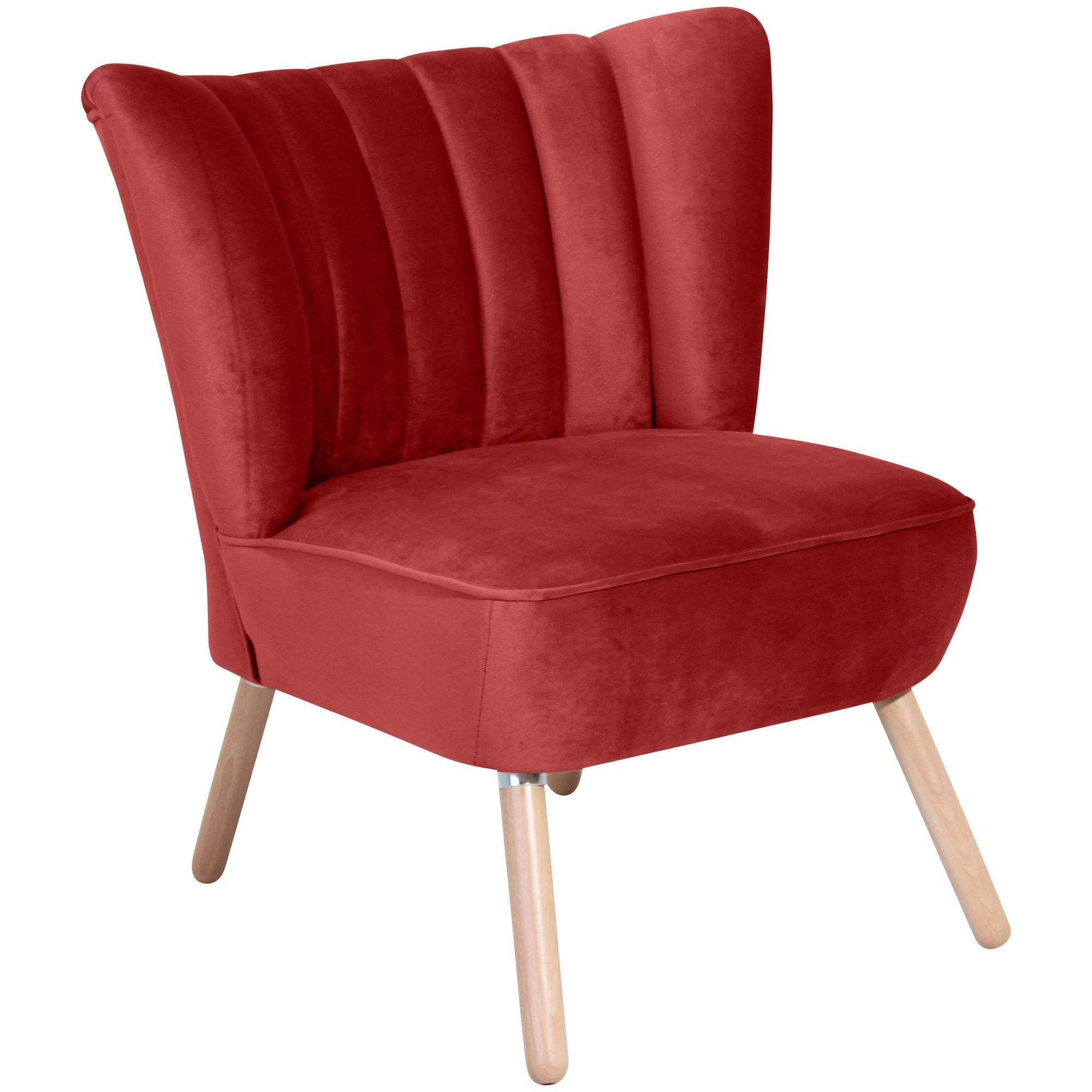SESSEL Kadisha Bezug Samtvelours Buche natur / ziegel - Rot, Kunststoff (70/80/66cm) - 58aufmkessel