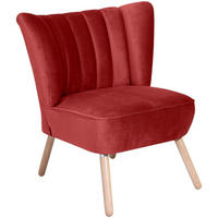 SESSEL Kadisha Bezug Samtvelours Buche natur / ziegel - Rot, Kunststoff (70/80/66cm) - 58aufmkessel
