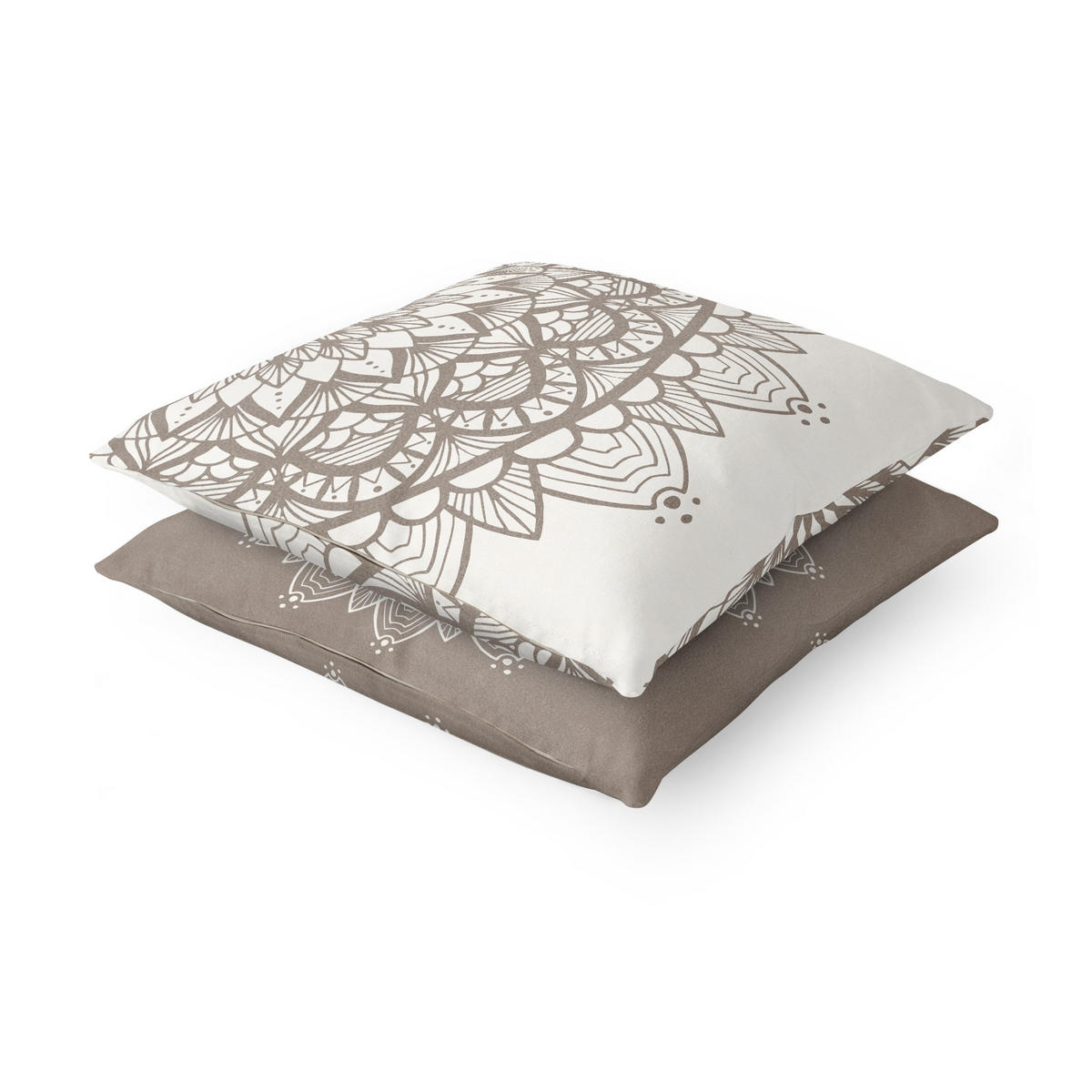 DEKOKISSEN 2er-Set Mandala Illustration shabby Set beige weiß 50/50 cm - Weiß, Textil (50/50cm) - Bilderwelten