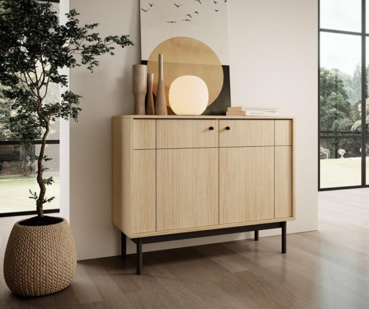 SIDEBOARD Linea Eiche K104 Japandi Stil - Multicolor, Holzwerkstoff (103.4/83.5/39cm) - Sepro Meble