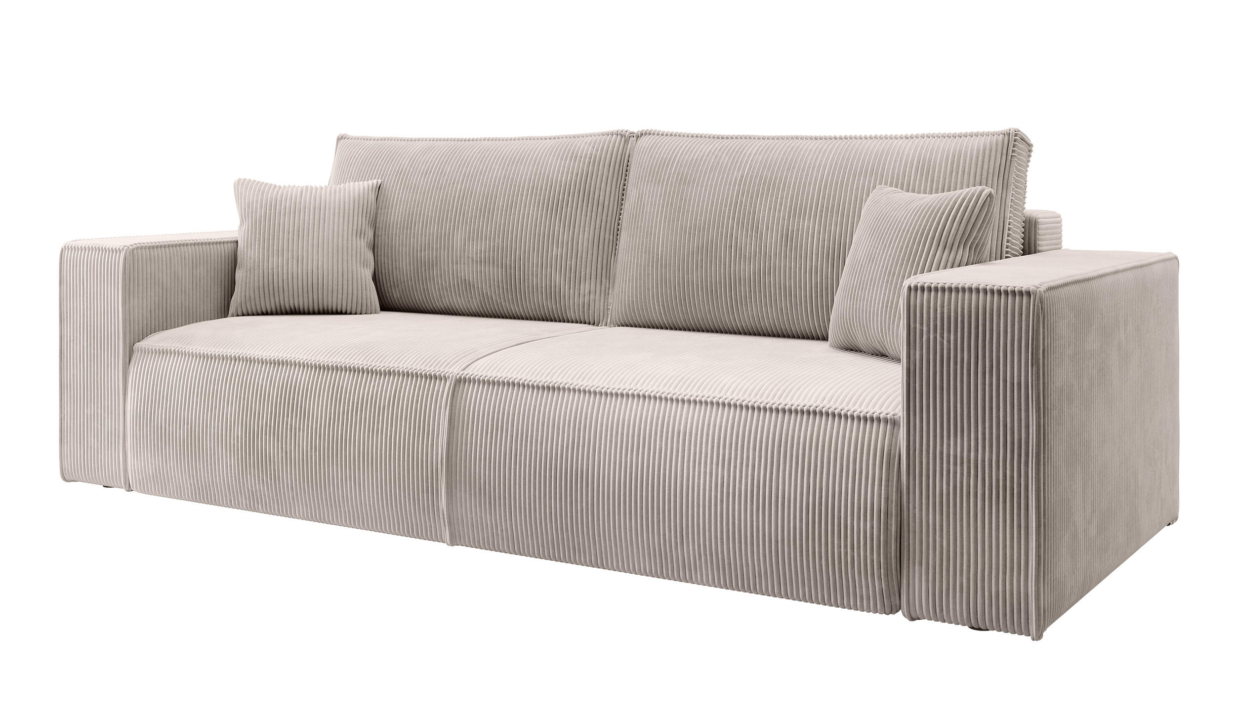 SCHLAFSOFA Farese Cremeweiß Cordbezug - Creme/Schwarz, Kunststoff/Textil (257/85/102cm) - Selsey