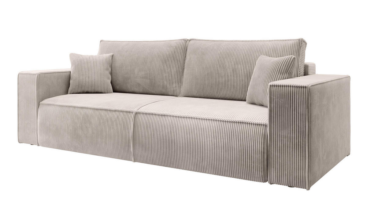 SCHLAFSOFA Farese Cremeweiß Cordbezug - Creme/Schwarz, Kunststoff/Textil (257/85/102cm) - Selsey
