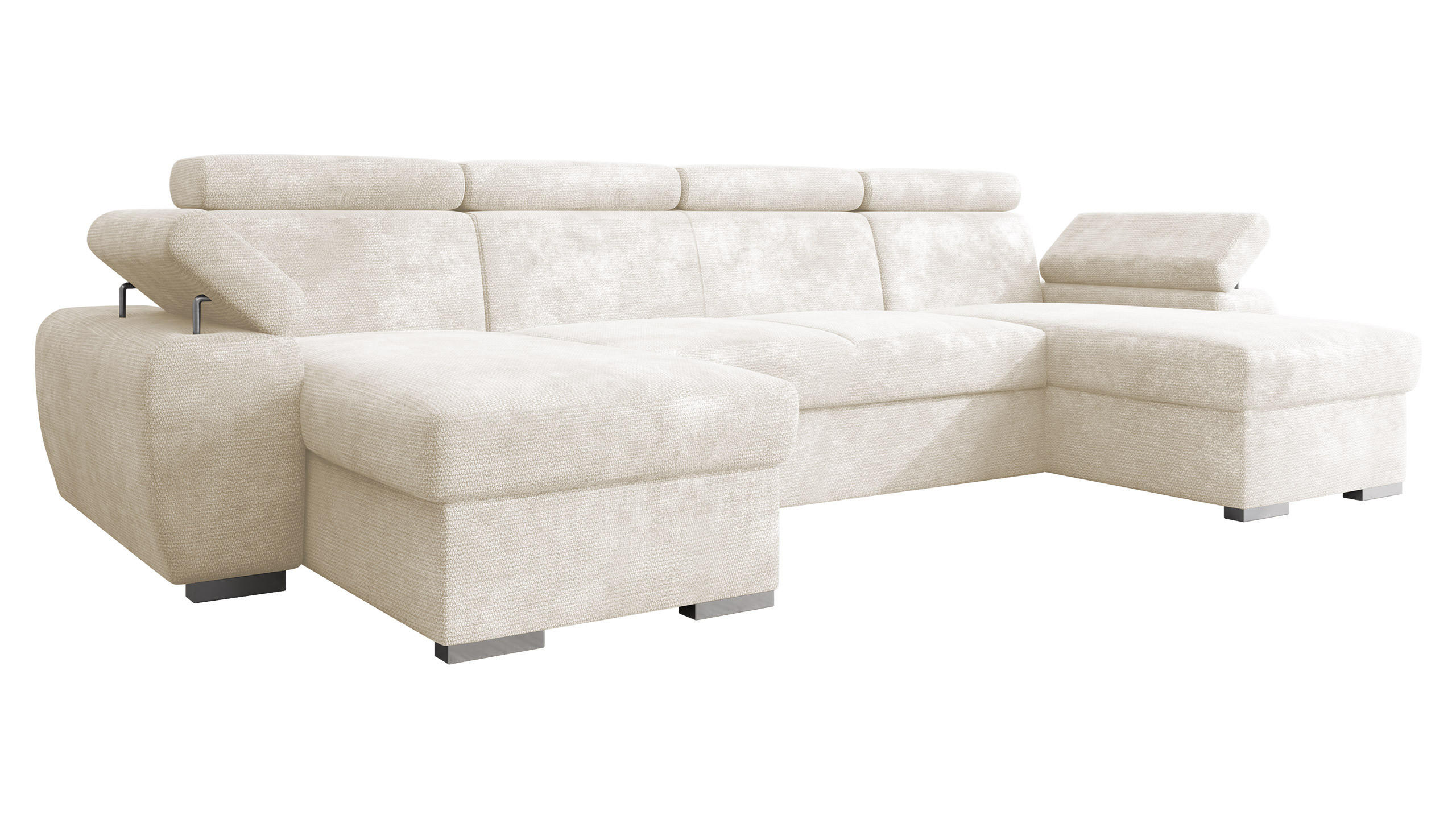 WOHNLANDSCHAFT Plaza U - Silberfarben/Creme, Holz/Kunststoff (323/85/170cm) - MIRJAN24