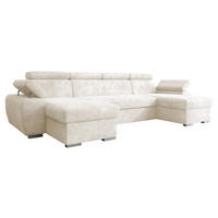 WOHNLANDSCHAFT Plaza U - Silberfarben/Creme, Holz/Kunststoff (323/85/170cm) - MIRJAN24