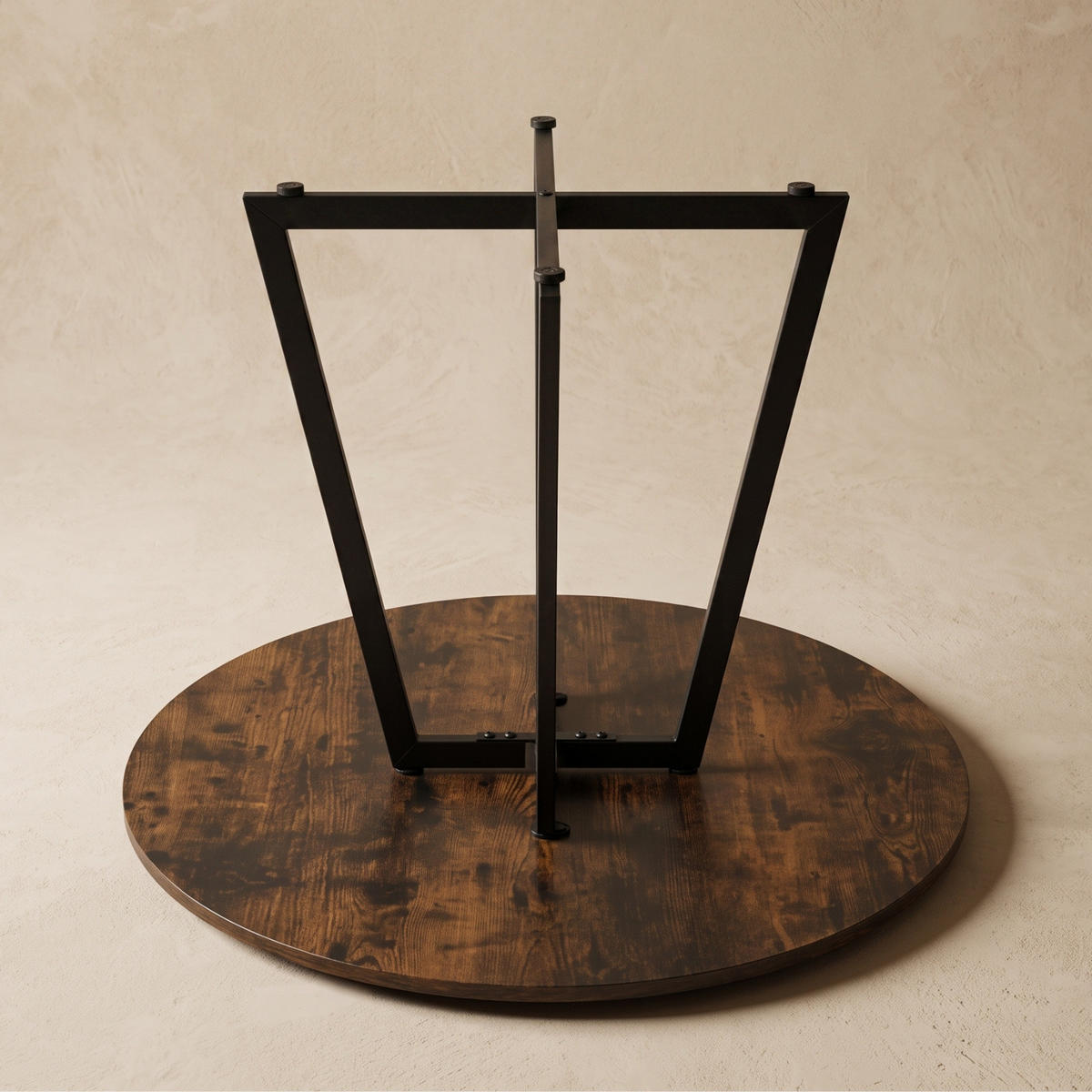 TISCH auf kreuzförmigem Gestell rund Dunkelbraun 80/80/72 cm - Braun, Metall (80/80/72cm) - SCENA LIVING