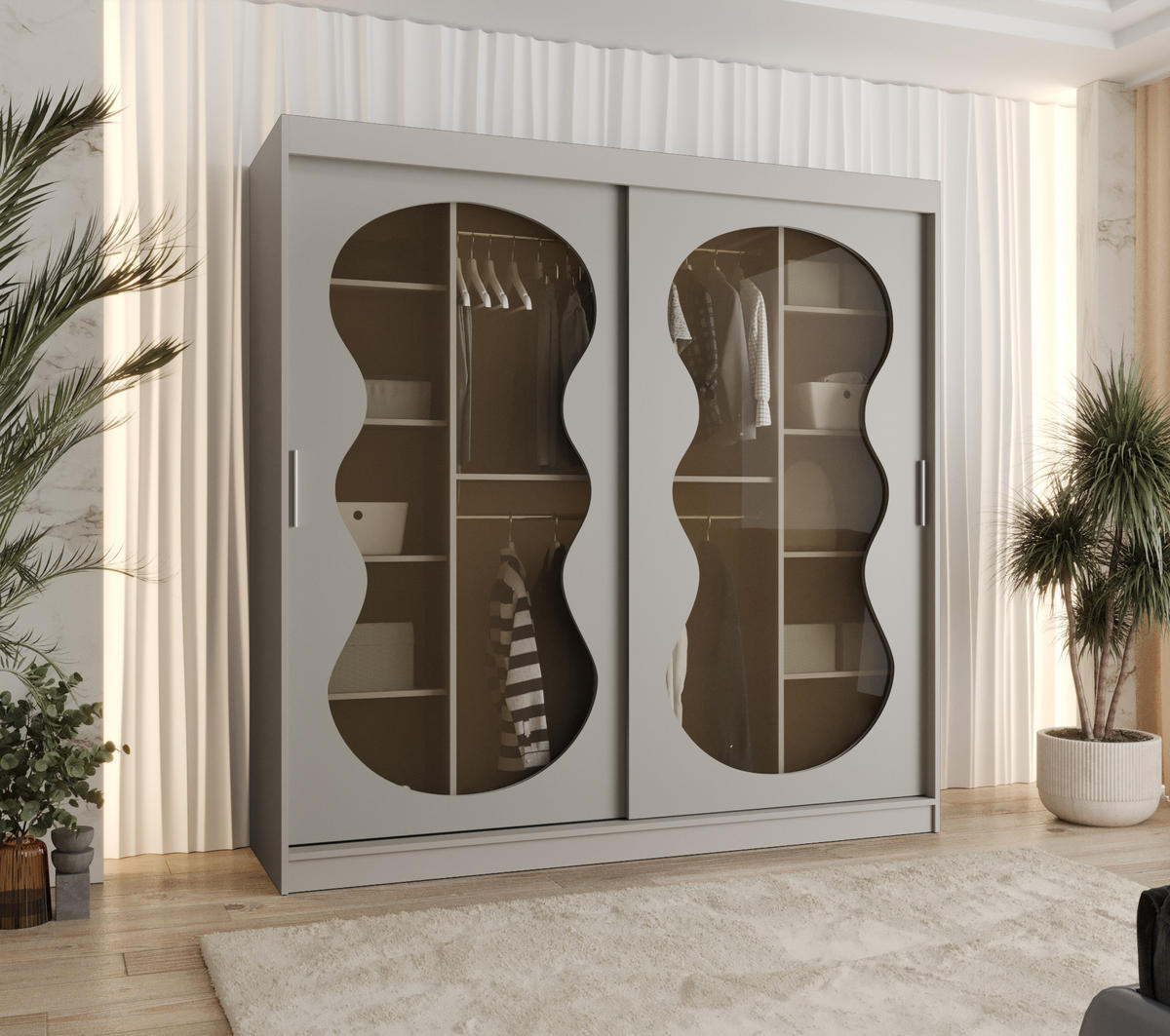 SCHWEBETÜRENSCHRANK 200/200/62 2-türig - Kaschmir, Holz (200/200/62cm) - Abiks Möbel