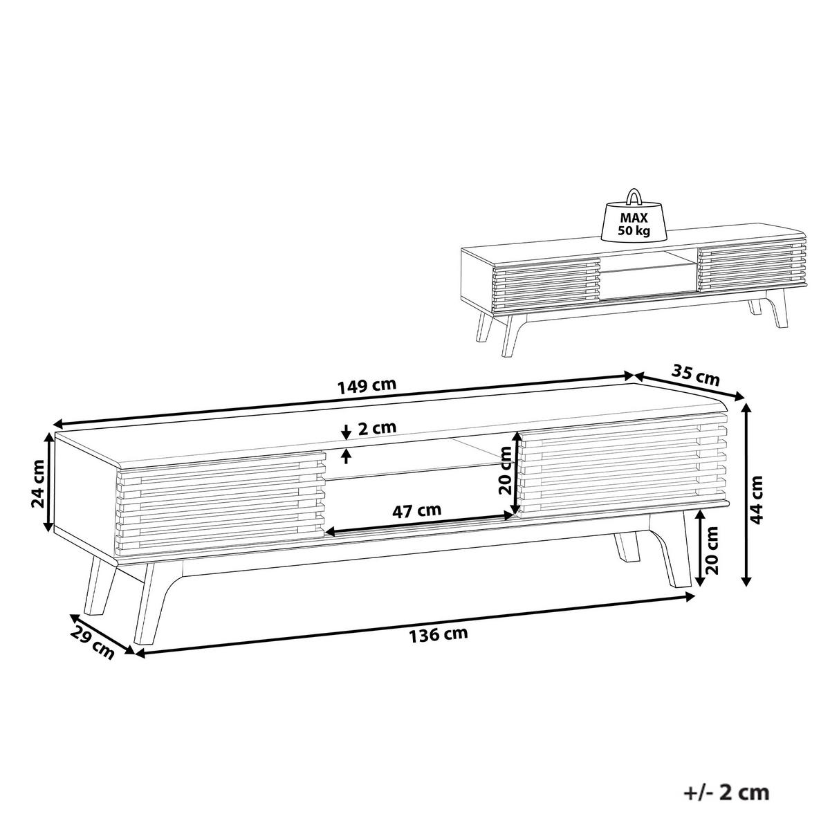 TV OMARICA temno rjava DETROIT 35/149/44 cm - temno rjava, leseni material (149/44/35cm) - Beliani