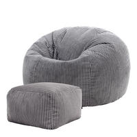 SITZSACK Klassisch + Hocker, Cord - Grau, Kunststoff/Textil (85/50/85cm) - icon
