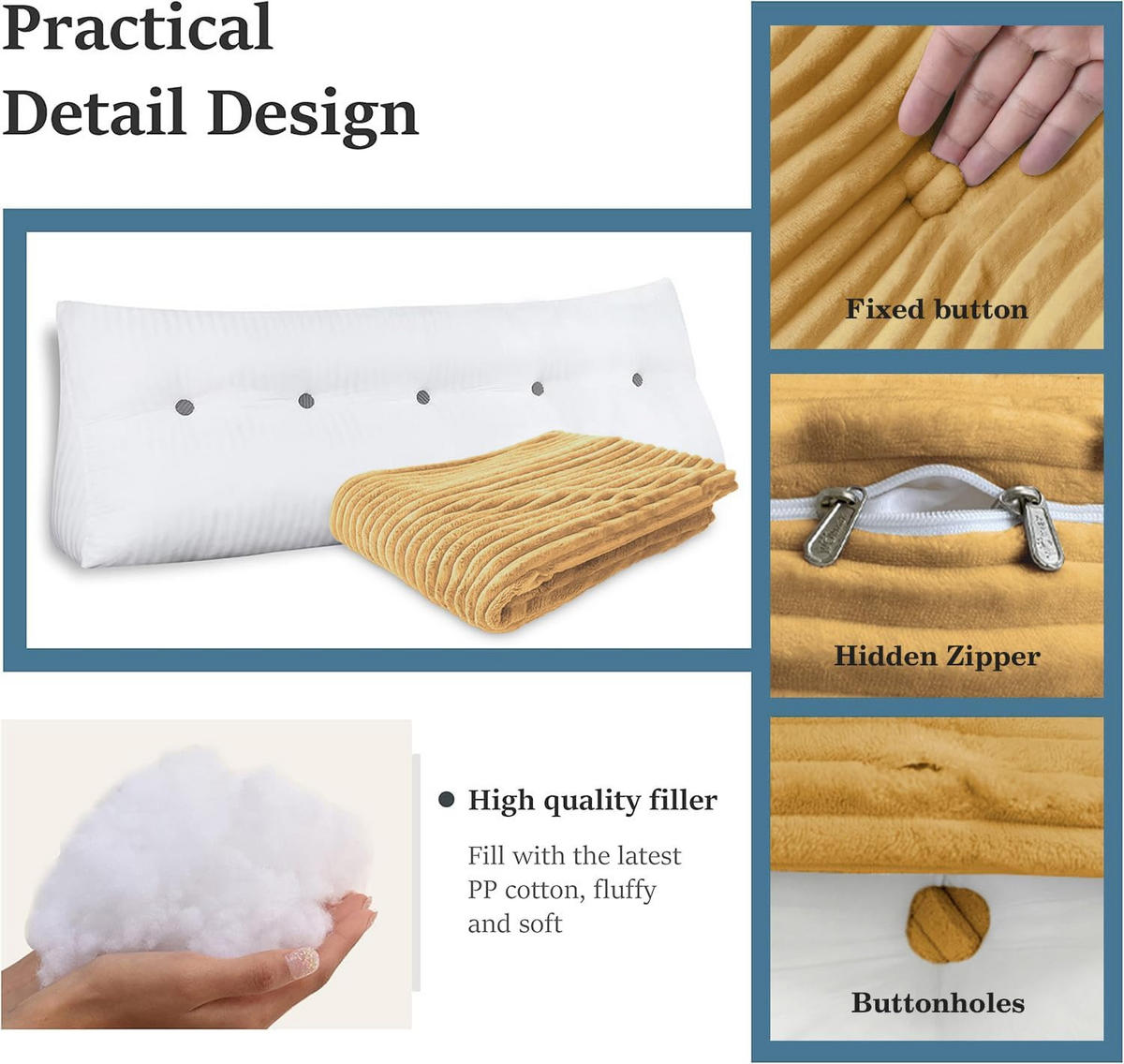 RÜCKENKISSEN für Bett Kord Tiefgelb 100 cm - Hellbraun, Textil (50/100cm) - Vercart