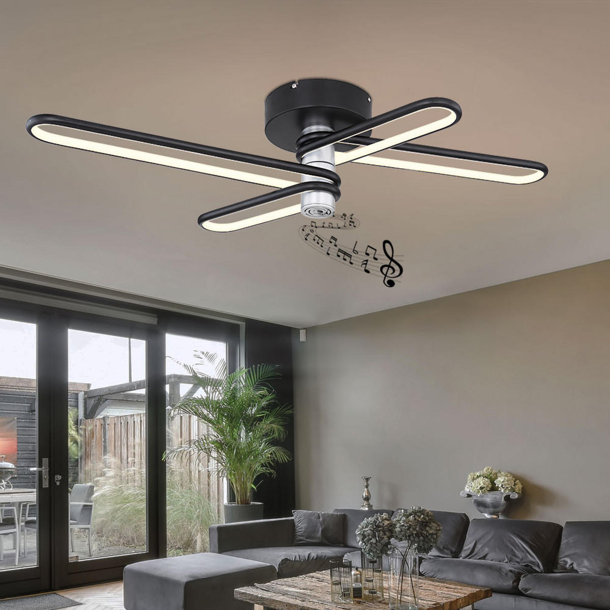 LED DECKENLEUCHTE Metall Schwarz Toppole - Schwarz, Metall (91.5/46.5/18.5cm) - Globo Lighting