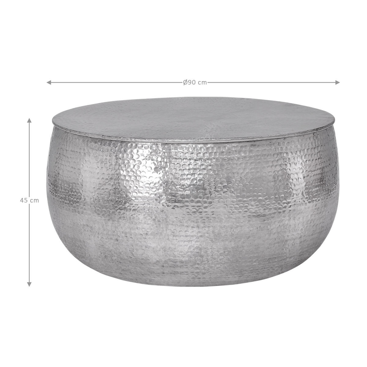 COUCHTISCH - Silberfarben, Metall (90/90/45cm) - WOMO-DESIGN