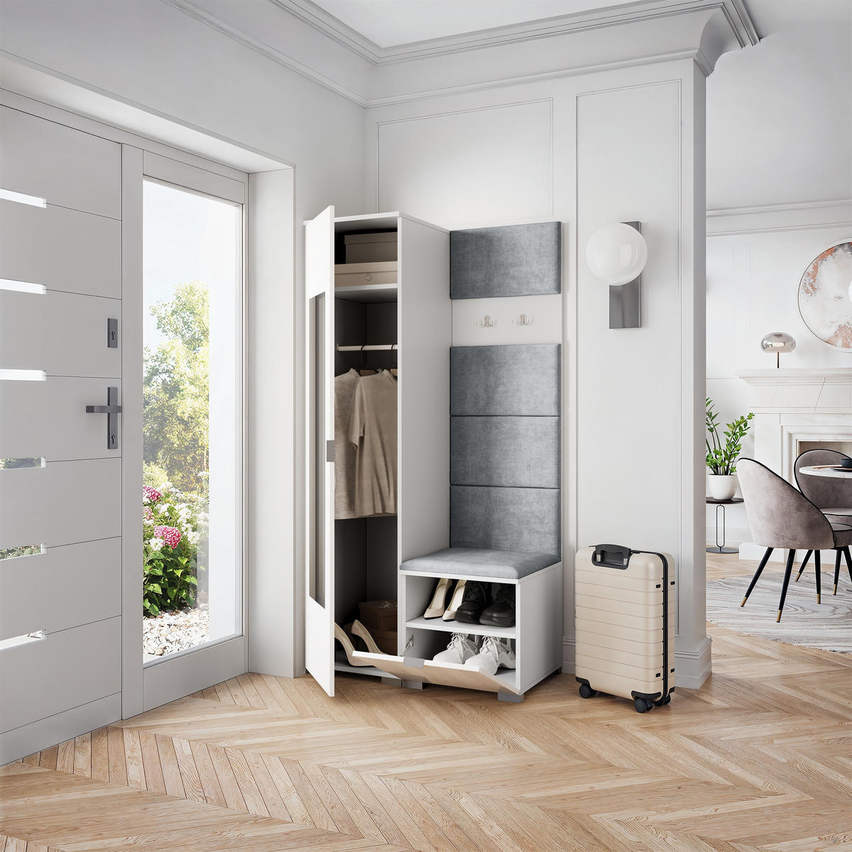 GARDEROBENSCHRANK VIRA 95/181/51 cm Modern Weiß - Weiß, Holzwerkstoff (95/181/51cm) - MASSENO