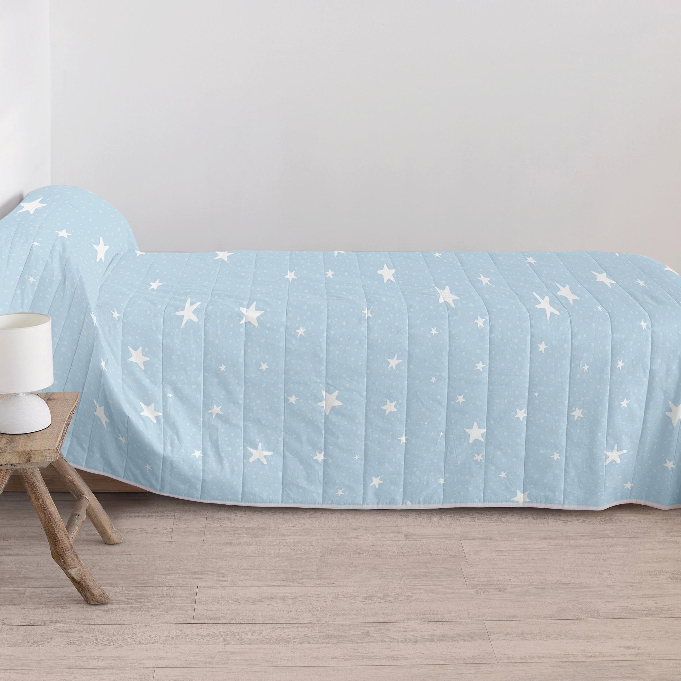 TAGESDECKE Little star Blau 200x260 cm (Bett 105) - Blau, Textil (200/260cm) - Happy Friday