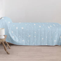 TAGESDECKE Little star Blau 200x260 cm (Bett 105) - Blau, Textil (200/260cm) - Happy Friday