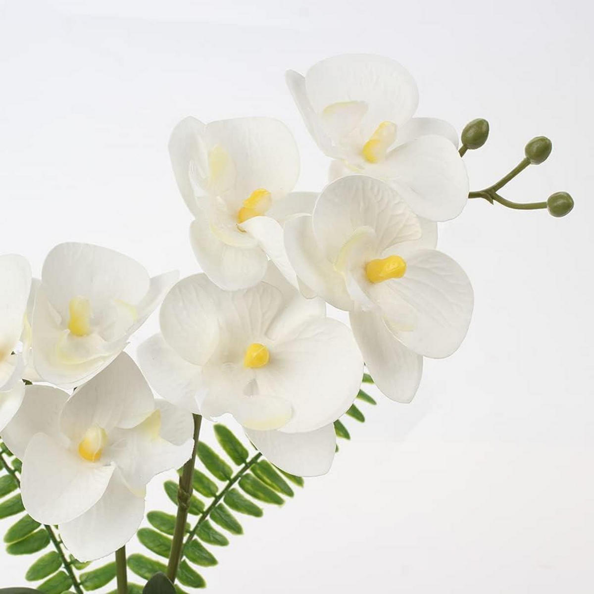 KUNSTBLUME Orchidee Phalaenopsis weiß im goldfarbenen Keramiktopf 33 cm - Goldfarben, Keramik (33cm)
