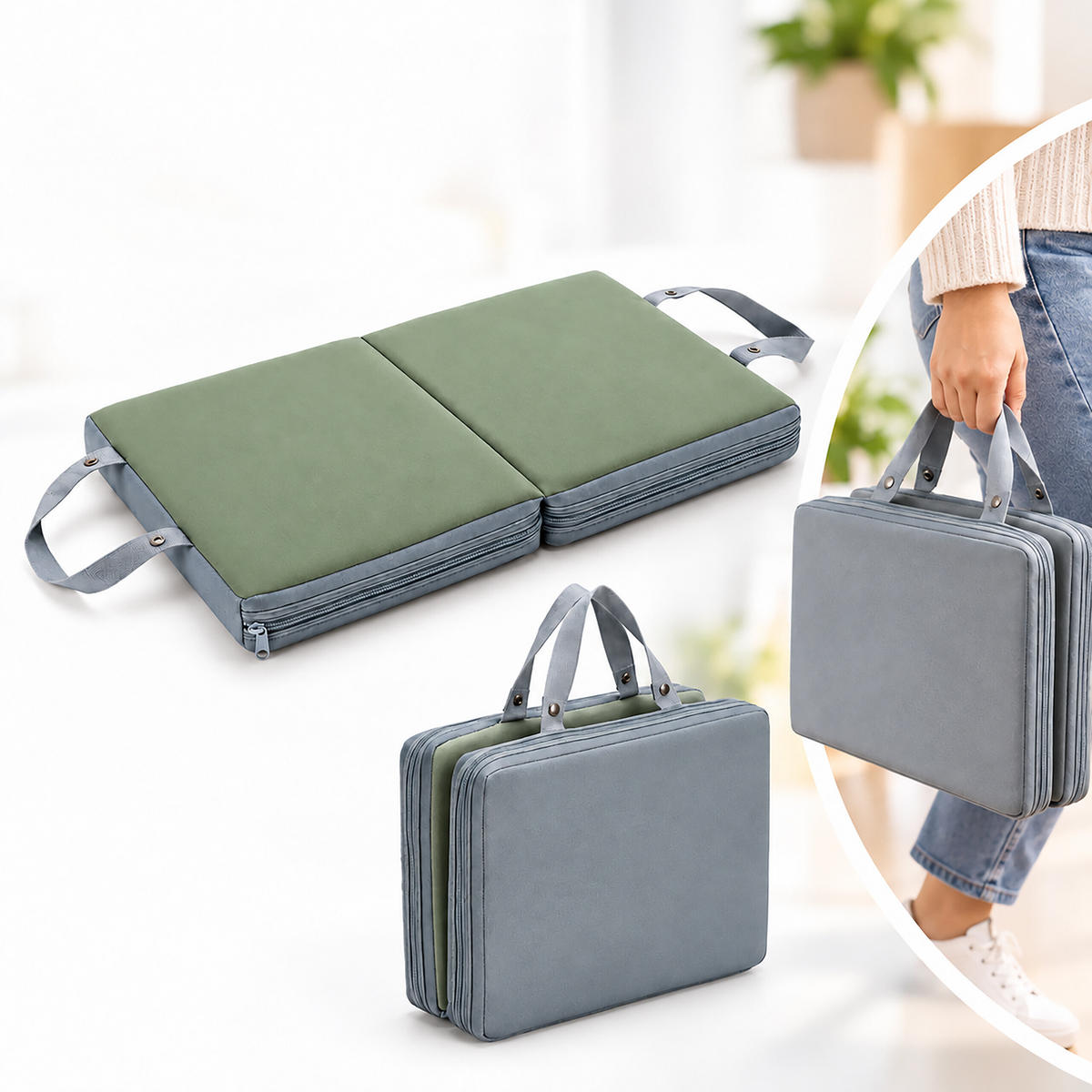 KLEKAČKA Zelená skládací neopren 55x34 cm - zelená barva, textil/plast (55/34cm) - Relaxdays