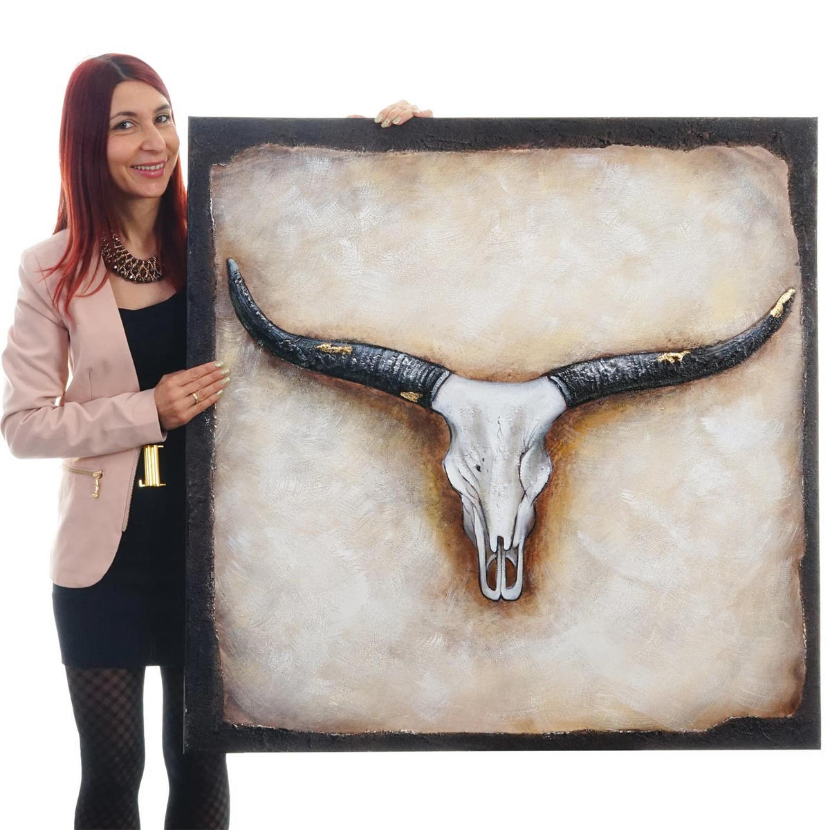 ÖLGEMÄLDE STIER HANDGEMALT Mehrfarbig - Multicolor, Textil (100/100cm) - MCW