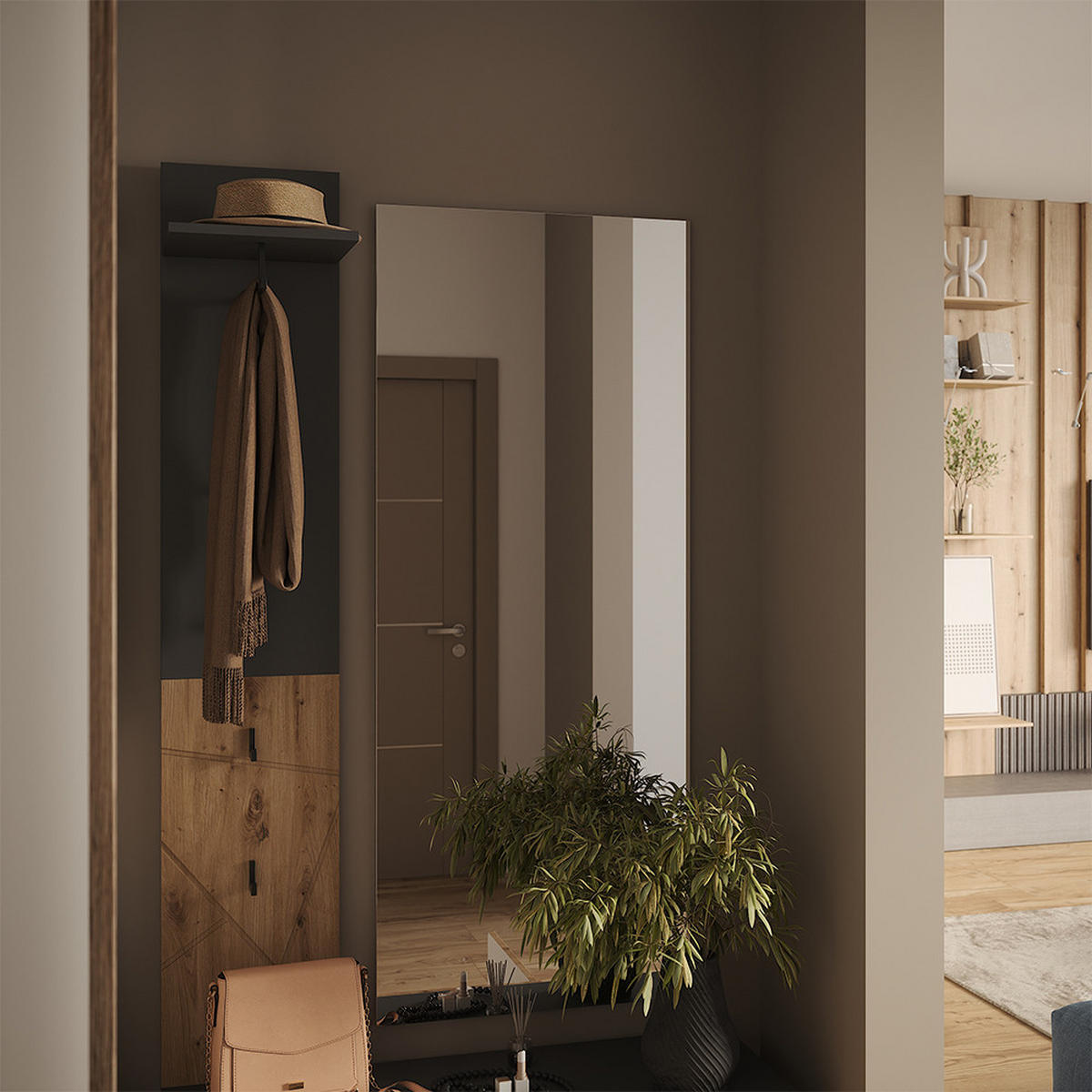 NÁSTĚNNÝ VĚŠÁK Irma Antracit/Artisan - antracitová, kompozitní dřevo (31/160/27cm) - Vicco