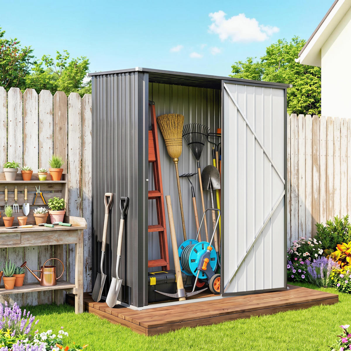 GARTENHAUS Schwarz 1 Stück - Schwarz, Kunststoff/Metall (94.5/196/161.5cm) - GiPP