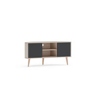TV-ELEMENT Lesson Baumwollbeige Schwarz - Schwarz, Holzwerkstoff (120/59.8/45cm) - Decorotika