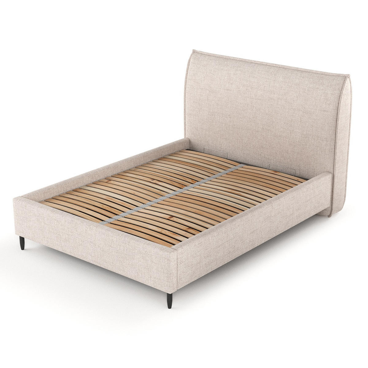 POLSTERBETT Shell Beige 120/200 cm im Webstoff - Beige/Schwarz, Holz/Holzwerkstoff (120/200cm) - Maison de Reve