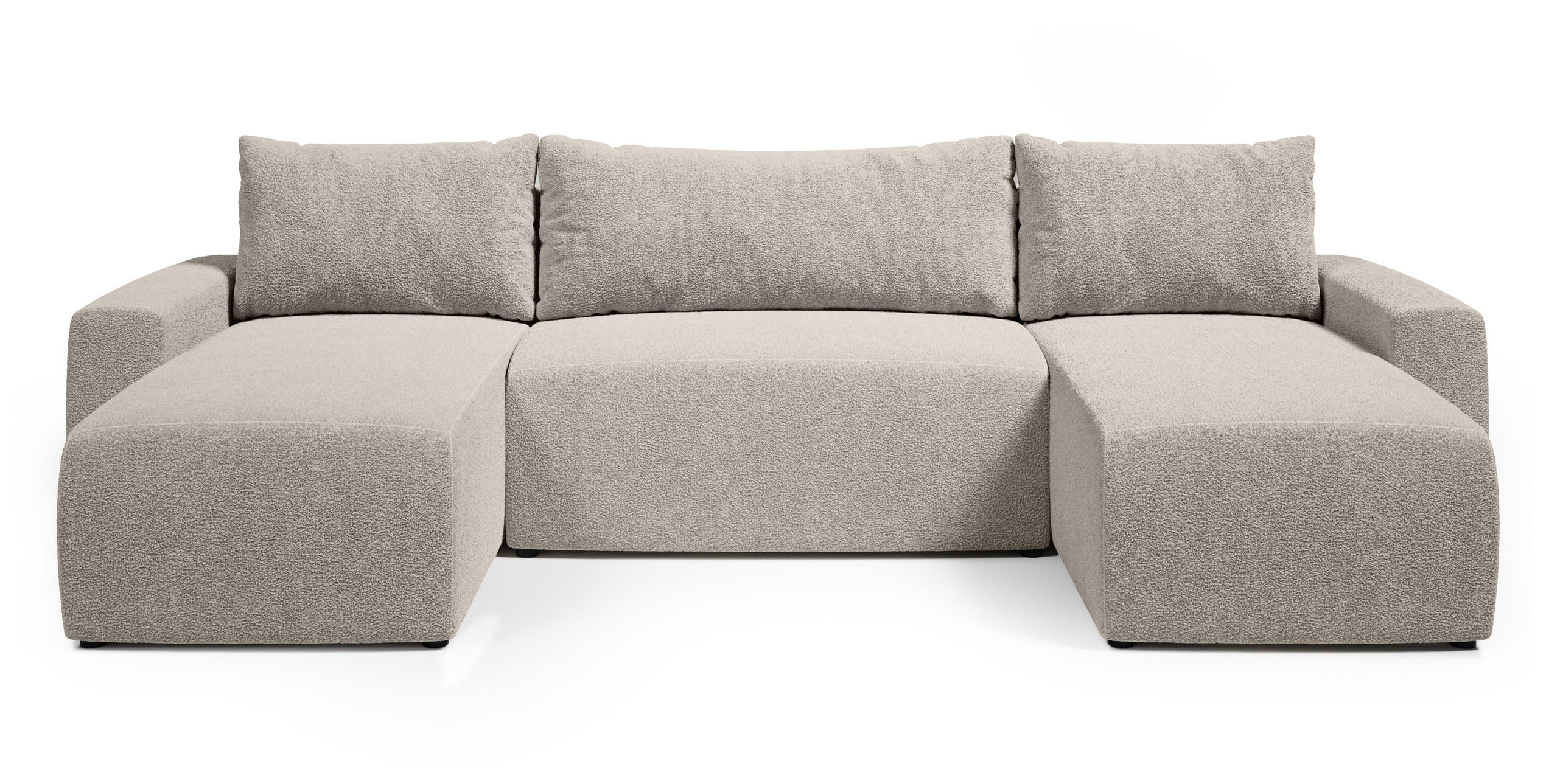 WOHNLANDSCHAFT Plush mit Schlaffunktion Ecru Boucle - Ecru, Kunststoff/Textil (315/72/145cm) - Bromarkt