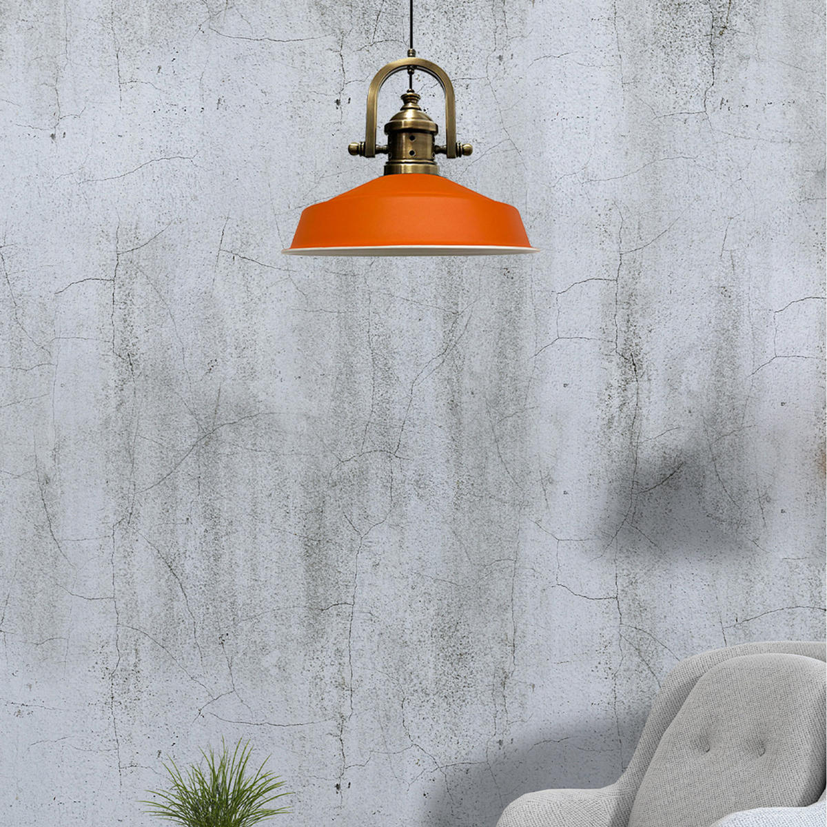 HÄNGELAMPE Industrial Asletl-Marine Vintage 41/33 cm - Orange, Metall (33/41/33cm) - Bamyum