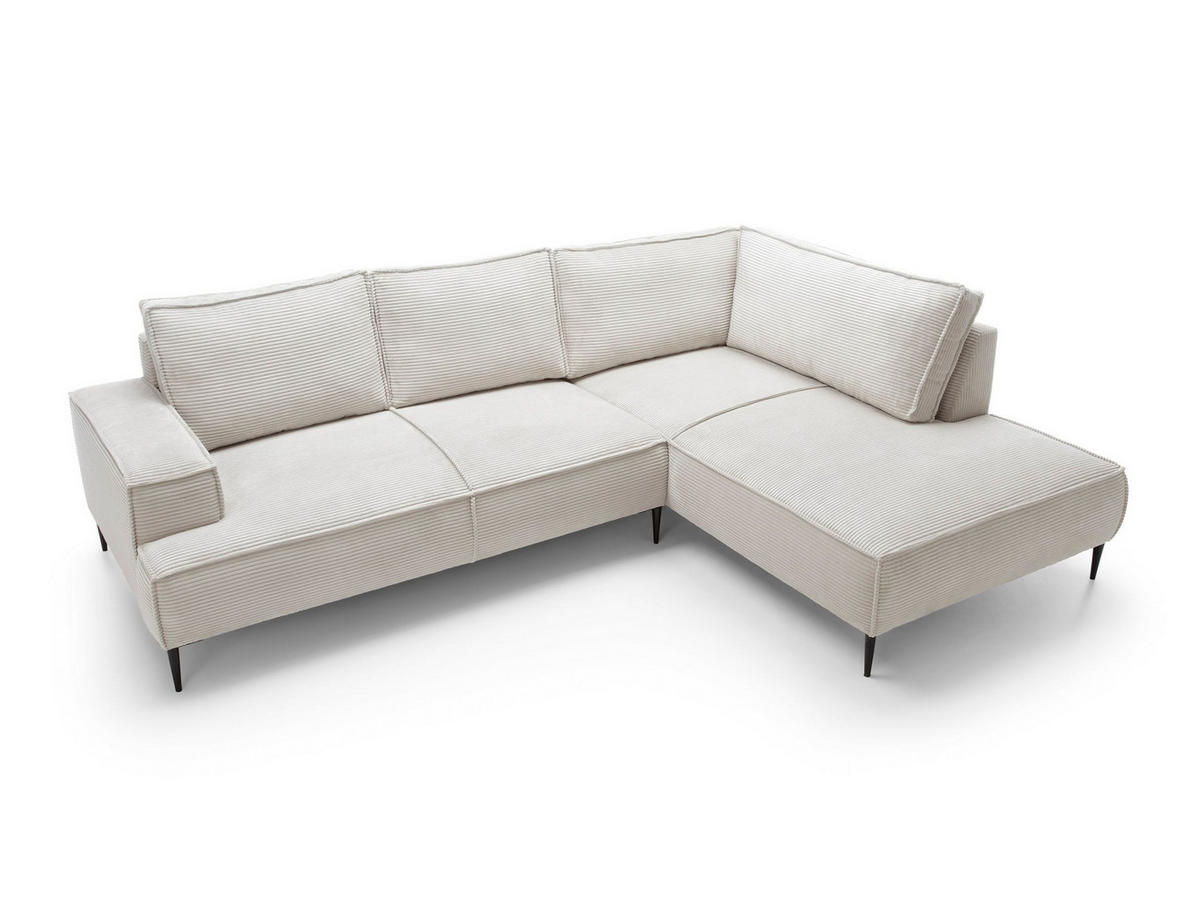 ECKSOFA DUNA Beige Kordstoff - Beige, Holz (275/195cm) - MASSENO