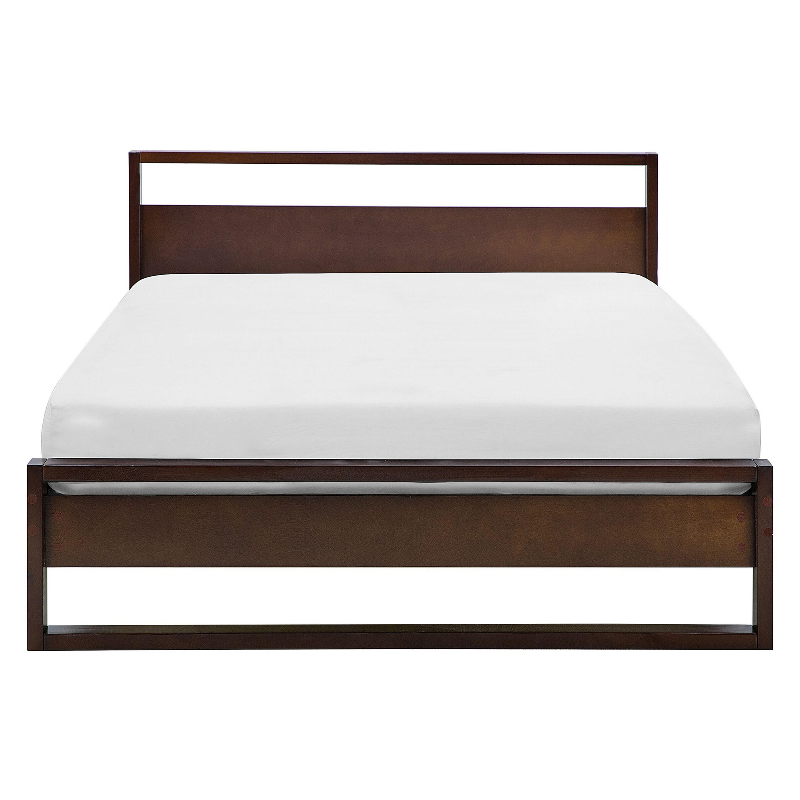 HOLZBETT 160/200cm Dunkler Holzfarbton Giulia - Dunkelbraun, Holz (160/200cm) - Beliani