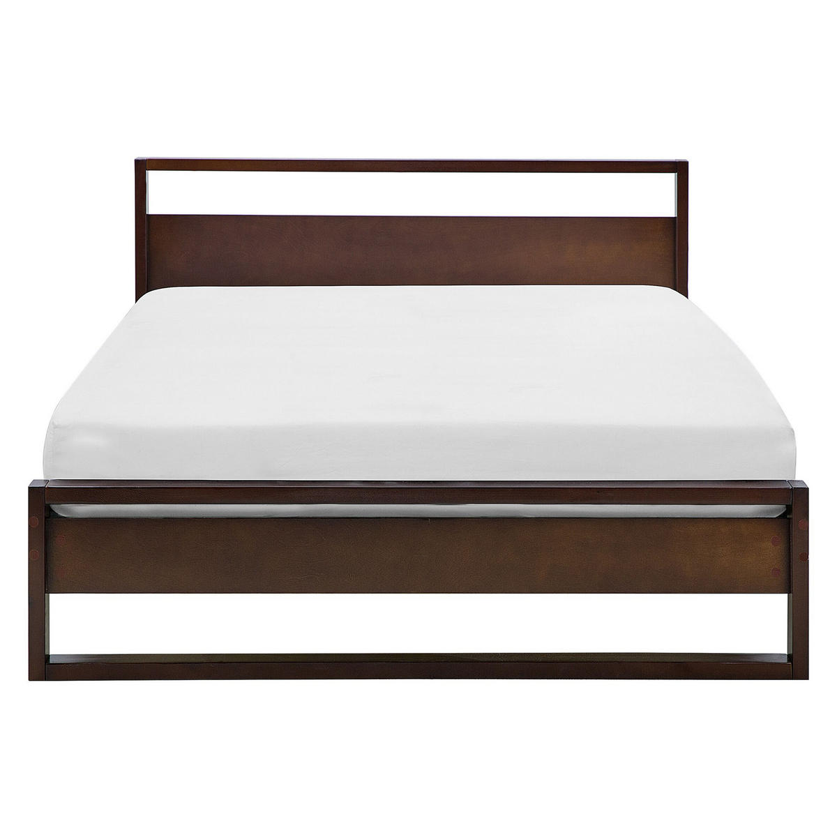 HOLZBETT 160/200cm Dunkler Holzfarbton Giulia - Dunkelbraun, Holz (160/200cm) - Beliani