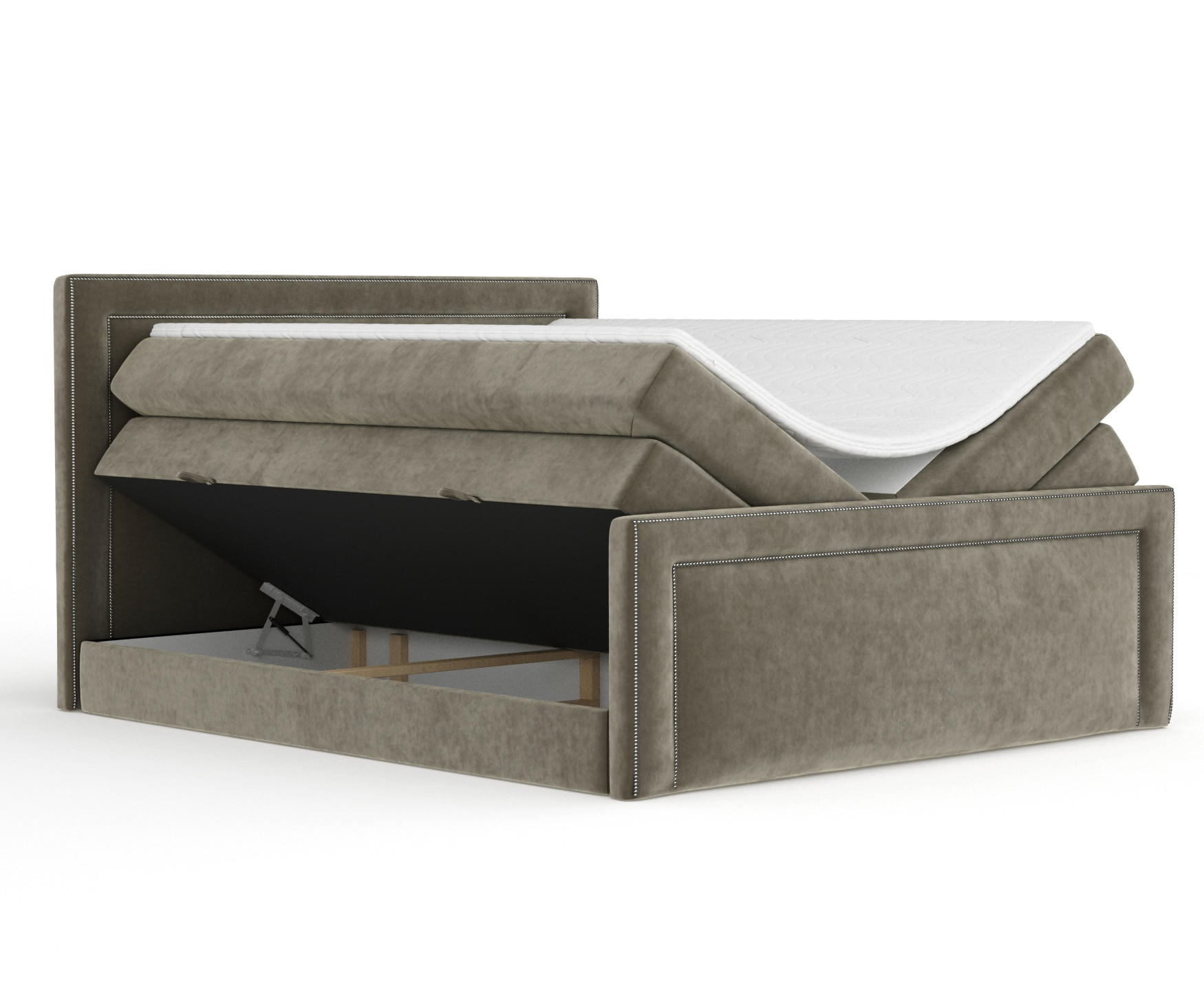 BOXSPRINGBETT Luxora Taupe 200/200 cm - Taupe/Schwarz, Holz/Holzwerkstoff (200/200cm) - Maison de Reve
