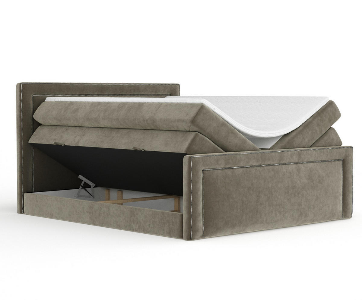 BOXSPRINGBETT Luxora Taupe 160/200 cm - Taupe/Schwarz, Holz/Holzwerkstoff (160/200cm) - Maison de Reve