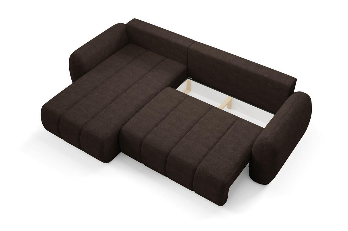 ECKSOFA Caria Mit Schlaffunktion - Braun, Holzwerkstoff/Textil (304/190cm) - Fun Möbel