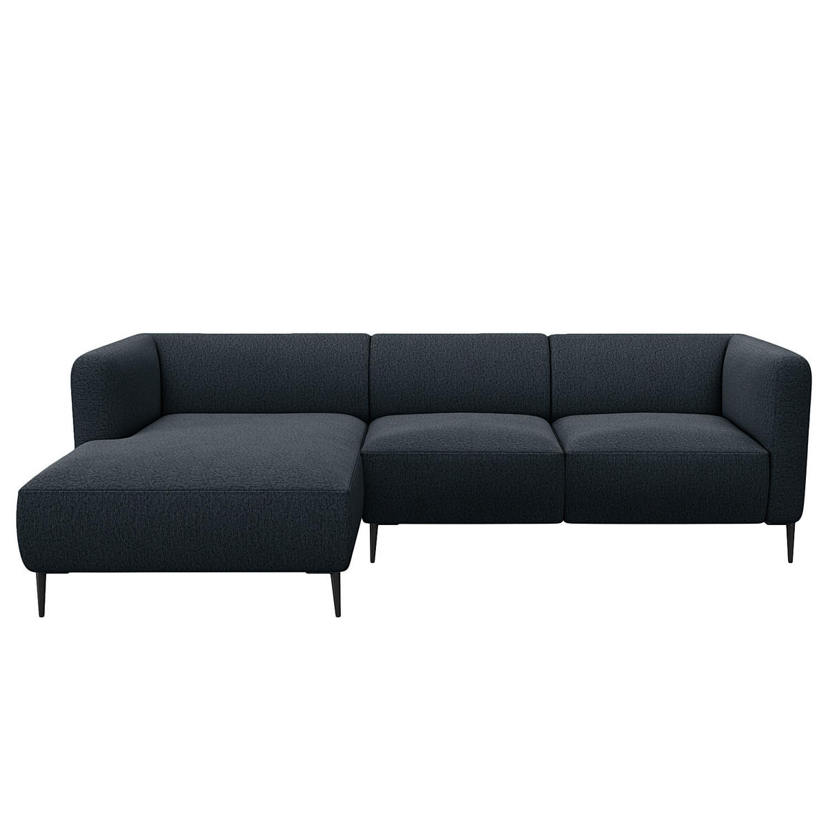 2,5-SITZER ECKSOFA mit Longchair - Schwarz/Grau, Textil/Metall (271/148cm) - home24