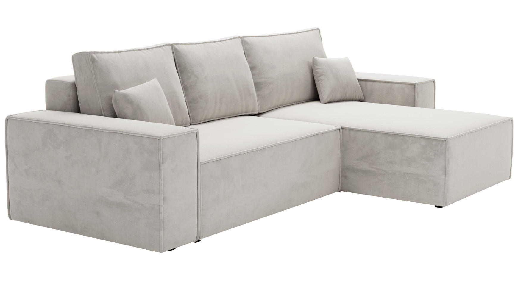 ECKSOFA mit Schlaffunktion Bergamo L 280 cm, Samt, Rechts - Hellgrau - Hellgrau, Holz (189/277cm) - Emporius