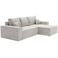 ECKSOFA mit Schlaffunktion Bergamo L 280 cm, Samt, Rechts - Hellgrau - Hellgrau, Holz (189/277cm) - Emporius