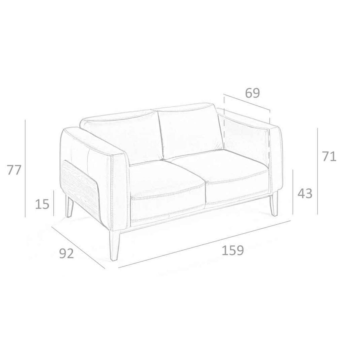 SOFA 2-Sitzer Nerz-Ledersofa 159/92/77 cm - Taupe/Walnussfarben, Leder (159/77/92cm) - ANGEL CERDA