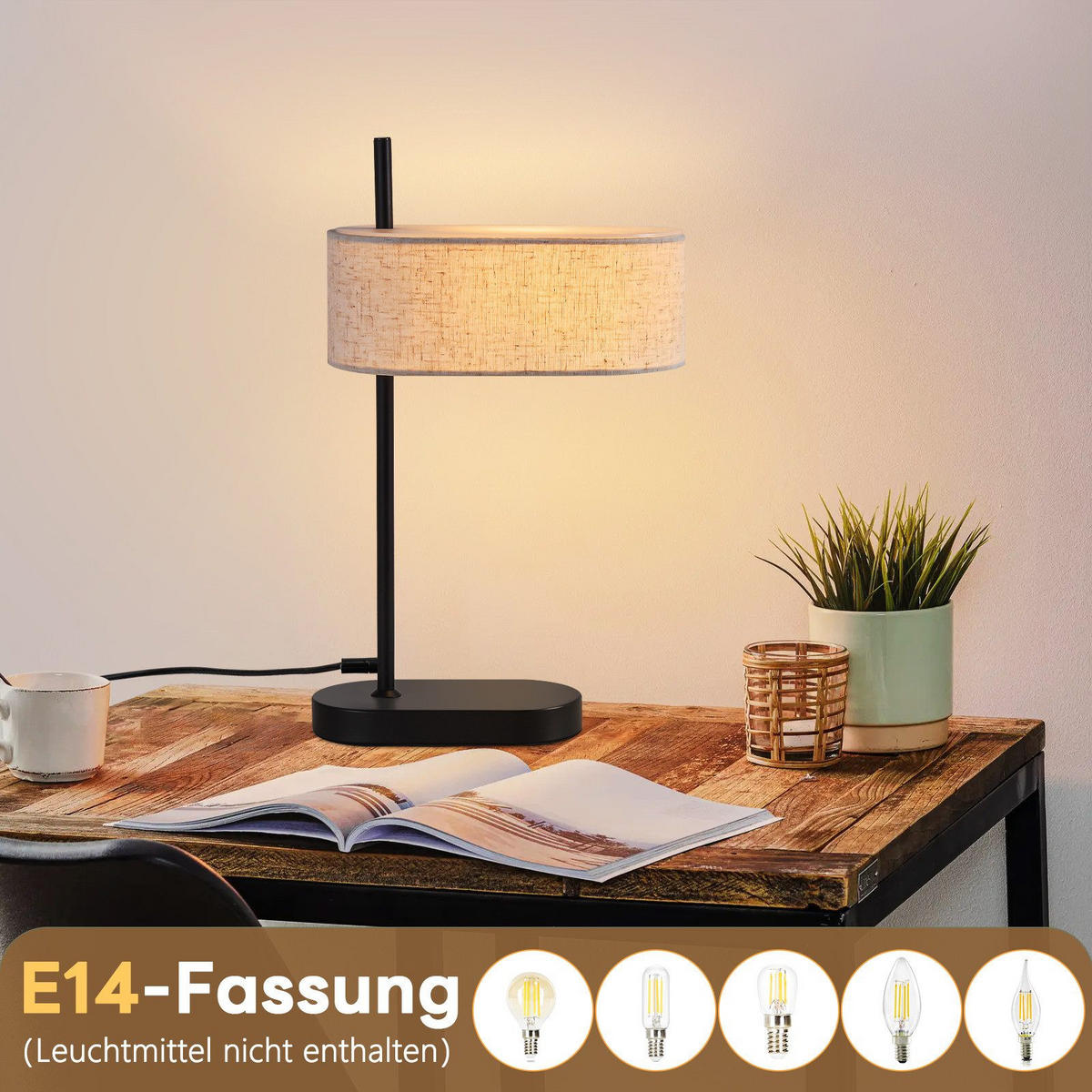 TISCHLEUCHTE Keldark 24.0/12.0/40.0 cm - Schwarz, Metall (40/24/12cm) - ZMH