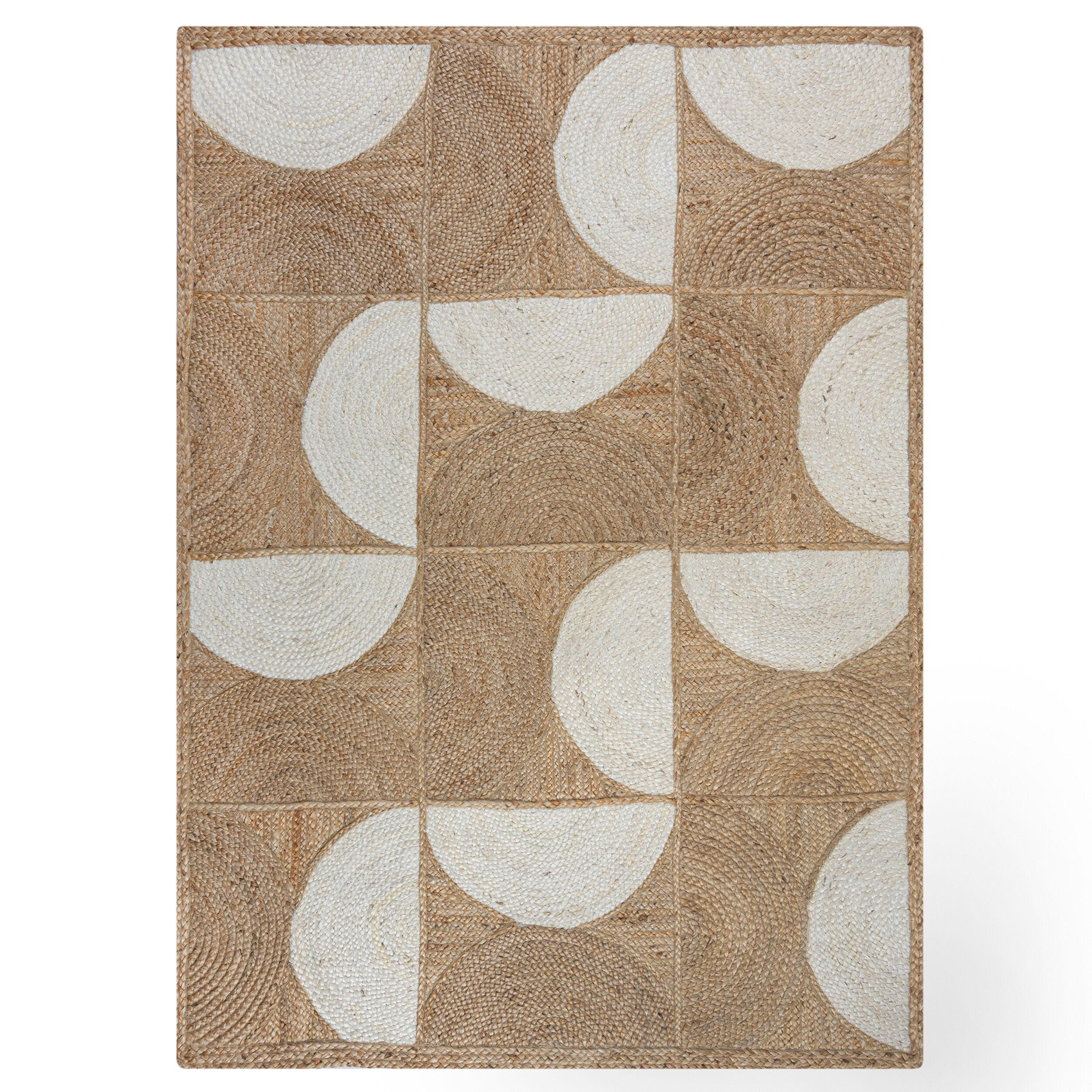 TEPPICH Jute Halbkreis Muster, Geometrisch, Wohnzimmer Natur Rechteckig 200x290 - Beige, Textil (200/290cm) - KADIMA DESIGN