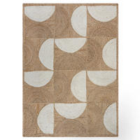 TEPPICH Jute Halbkreis Muster, Geometrisch, Wohnzimmer Natur Rechteckig 200x290 - Beige, Textil (200/290cm) - KADIMA DESIGN