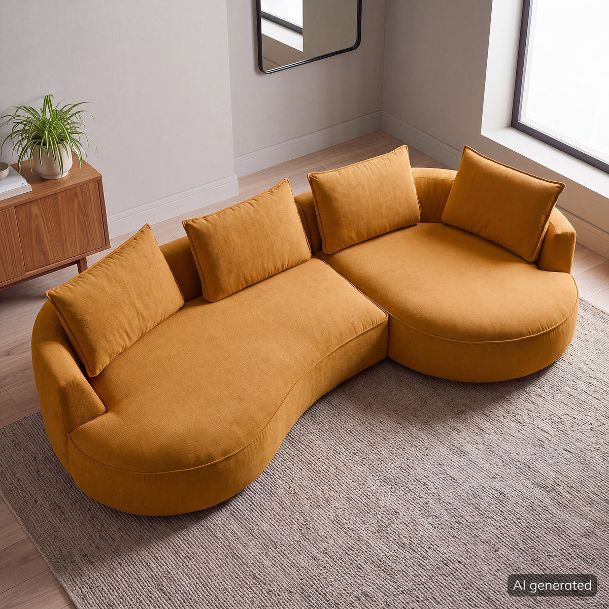 BIGSOFA - Gelb/Braun, Kunststoff/Textil (322/82/154cm) - home24
