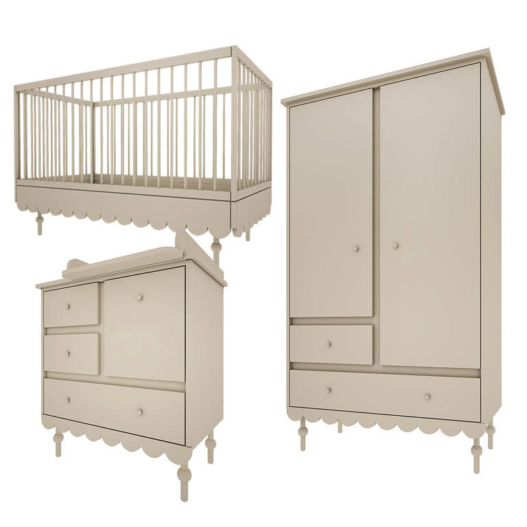 SOBA ZA BEBE 3-dijelniBabushka Oliva - zelena, drvni materijal (145/99/75cm) - Petits-meubles