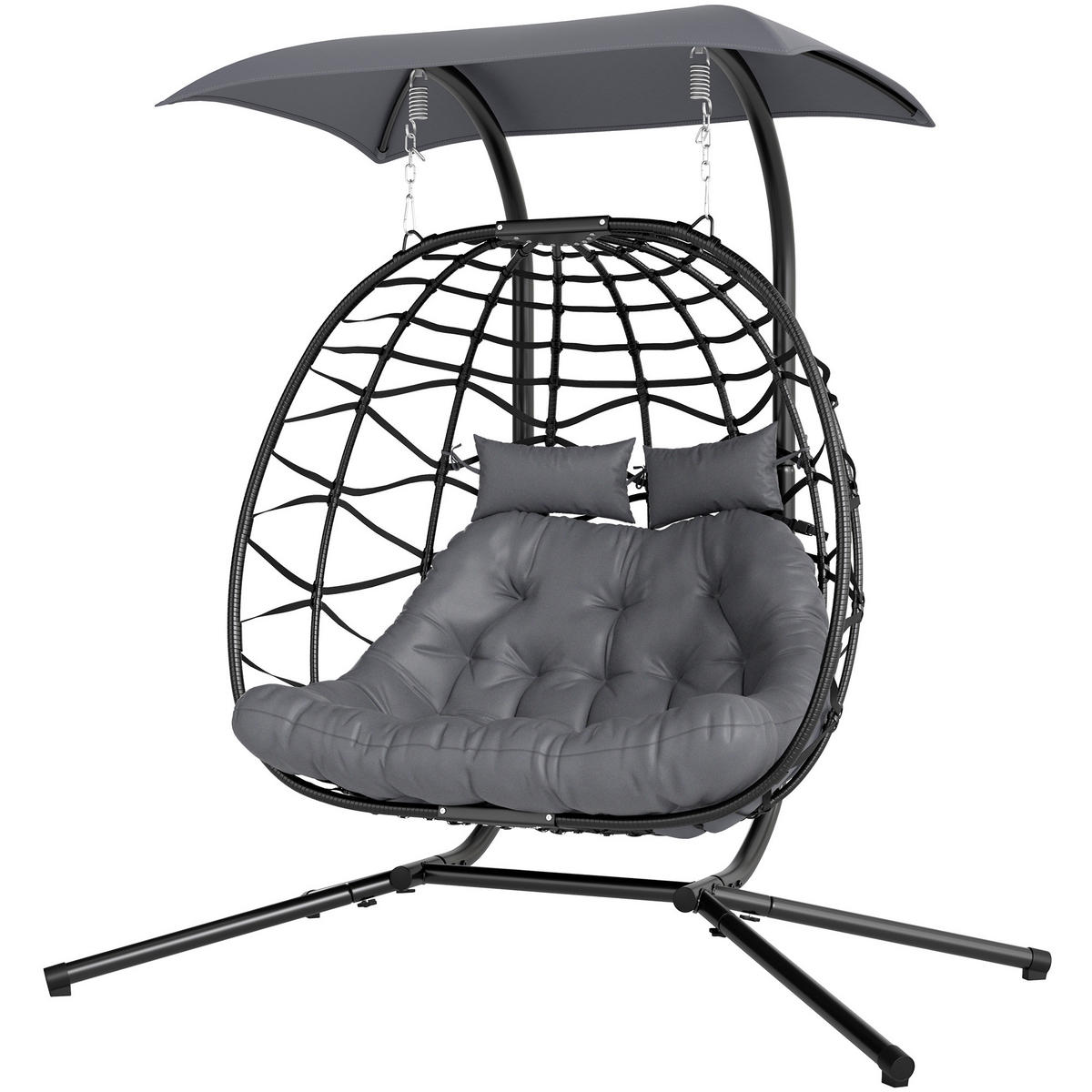 RATTAN-STUHL Dunkelgrau 170.0/100.0/185.0cm - Dunkelgrau, Metall (100/185/170cm)