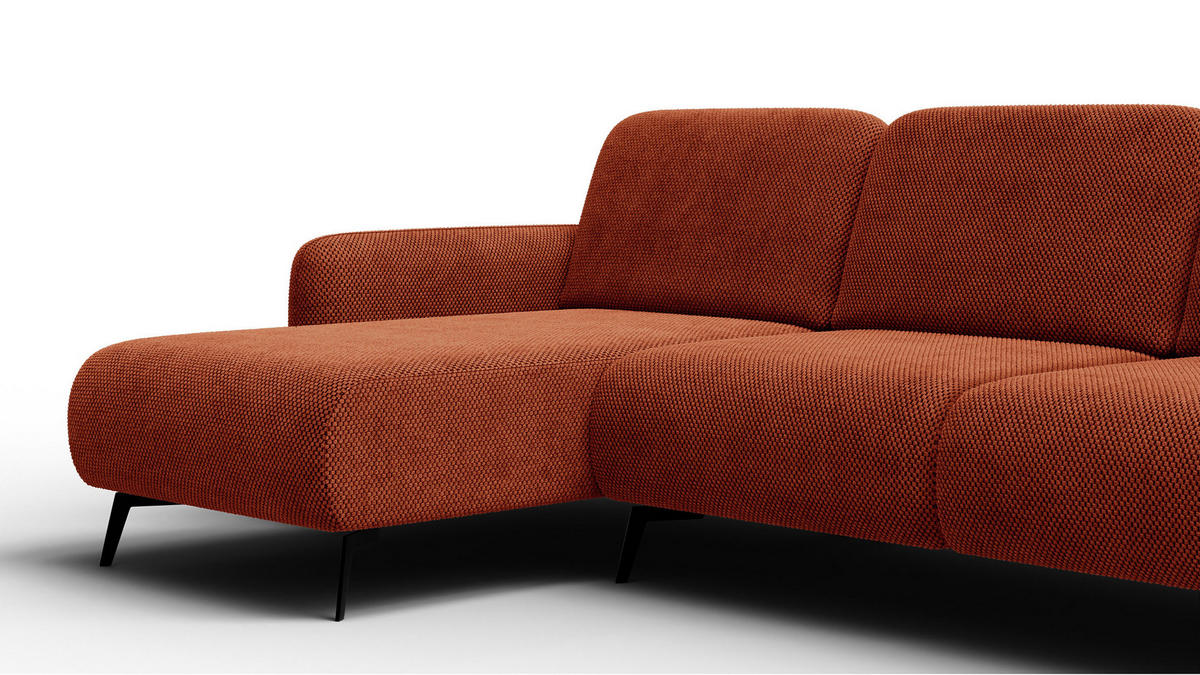 ECKSOFA FEBE 4-Sitzer links, dunkelorange - Dunkelorange/Schwarz, Holz/Textil (264/157cm) - Courtois Laville