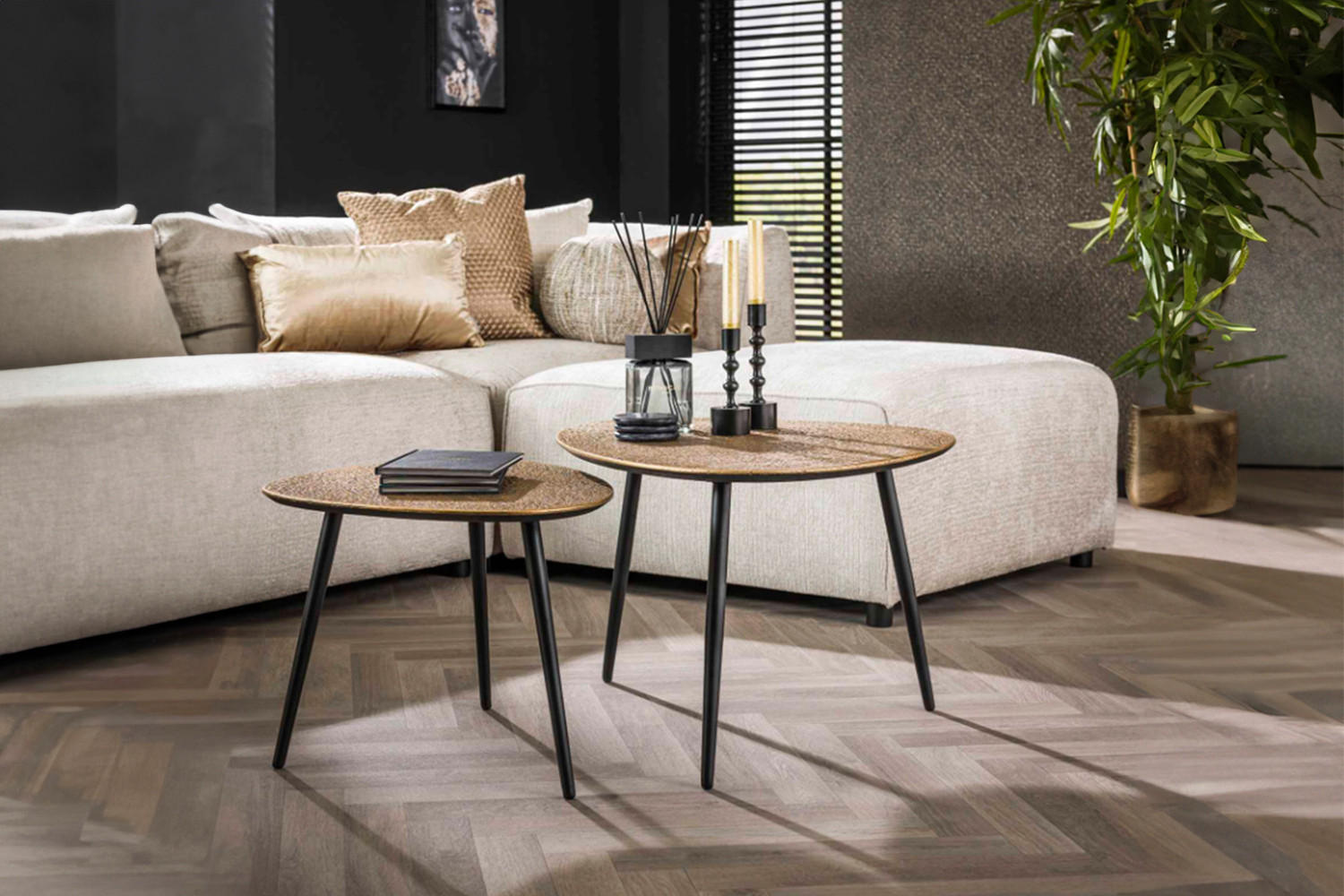 Thumbnail - Kawola Couchtisch-Set, Bronze, Metall, Dreieckig, 59x43x80 cm, Wohnzimmer, Wohnzimmertische, Couchtische